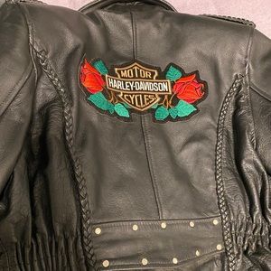 Woman's Harley Davidson Patch Black Leather Jacket